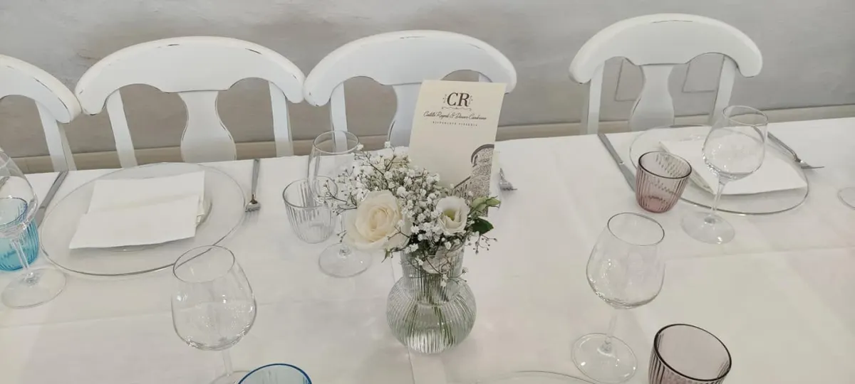 Tavola apparecchiata per un matrimonio al Castello Ruspoli